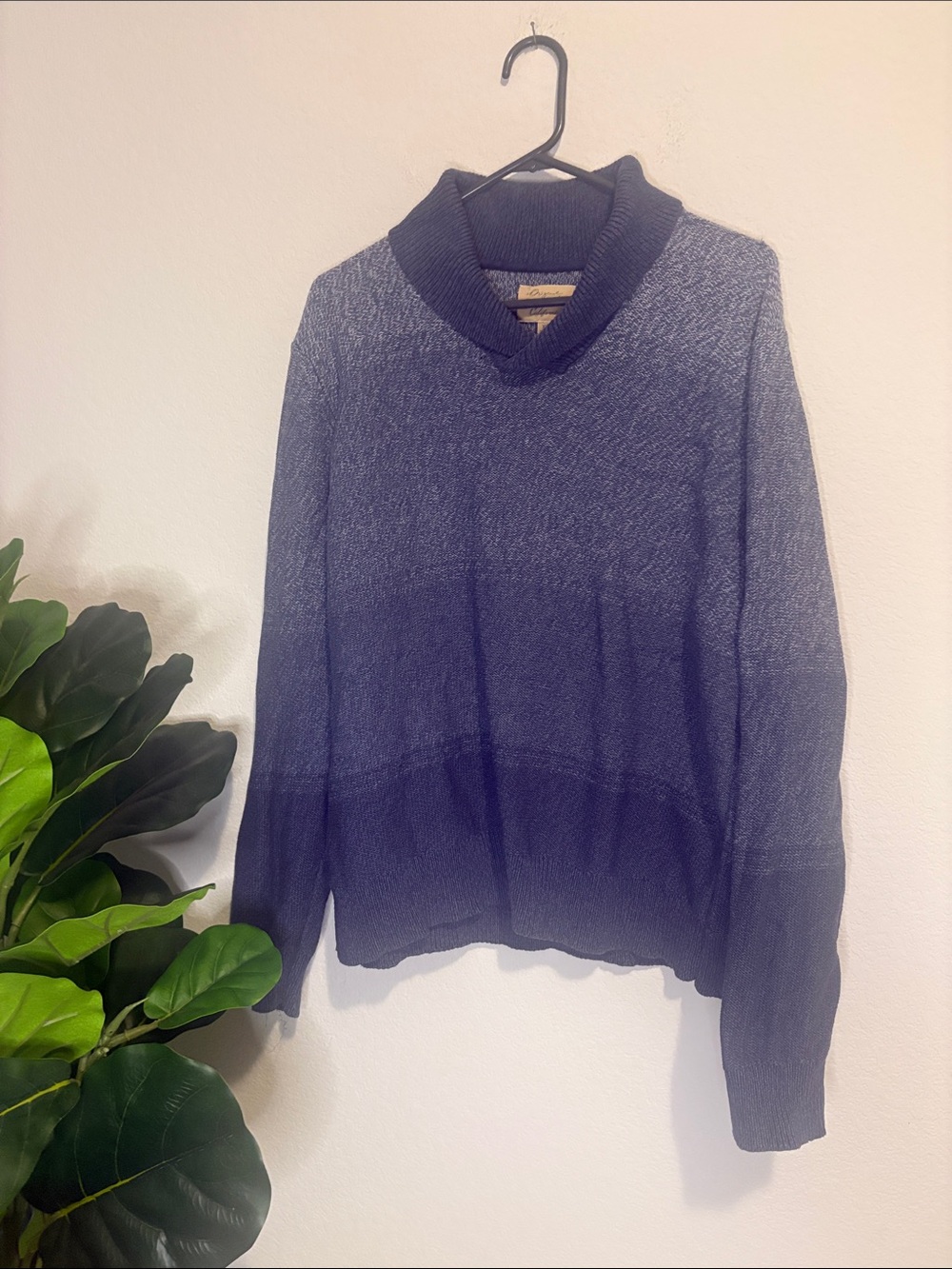 Lucky Brand Blue Ombre Shawl-Collar Turtleneck Sweater